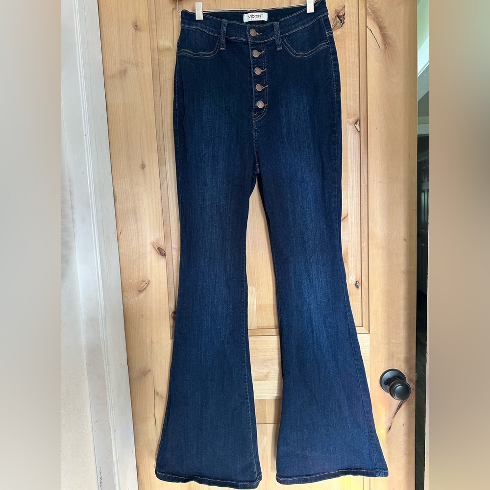 Vibrant MIU Dark Blue Flare Jeans